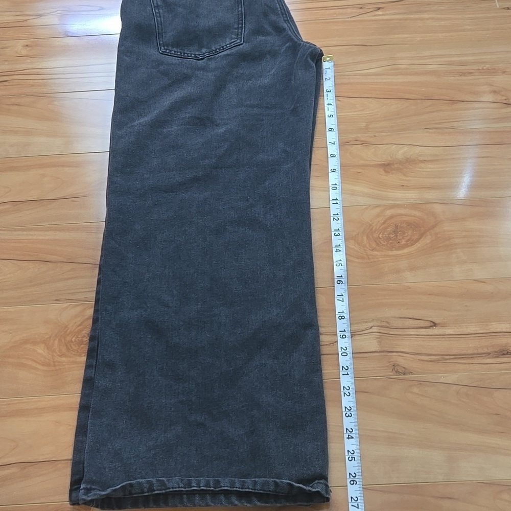 EDIKTED Low Rise Wide Leg Jeans Washed Charcoal Black Denim Size XL - Picture 10 of 11